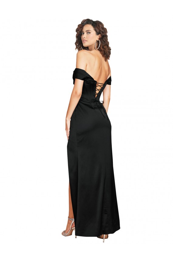 Long Sleeveless Silk like Satin Black Sweetheart A-Line Black Tie Evening Gown / Prom Dress / Bridesmaid Dress Newcastle