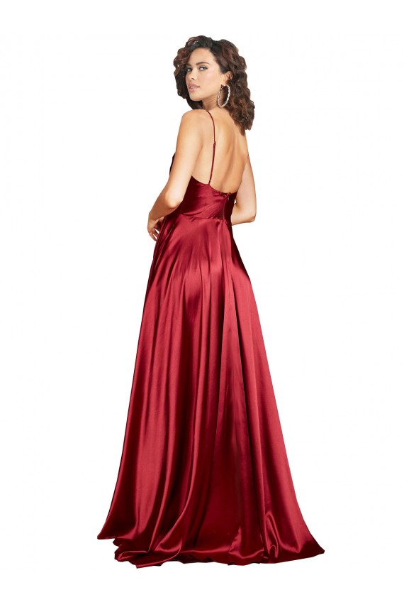 Long Sleeveless Silk like Satin Burgundy A-Line Black Tie Evening Dress / Prom Dress / Bridesmaid Dress Newcastle