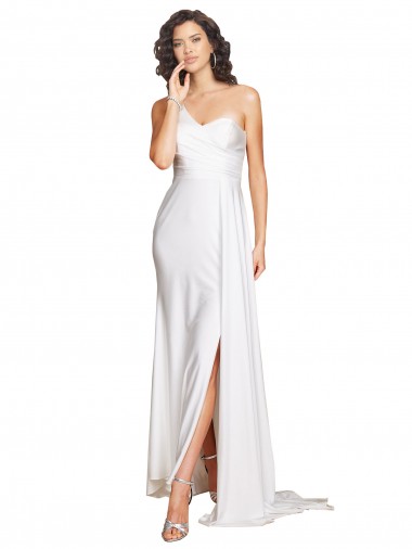 Long Sleeveless Silk like Satin White A-Line Wedding Dress Newcastle