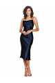 Cocktail Length Sleeveless Silk like Satin Dark Navy Sheath Formal Evening Gown / Prom Dress / Bridesmaid Dress Newcastle
