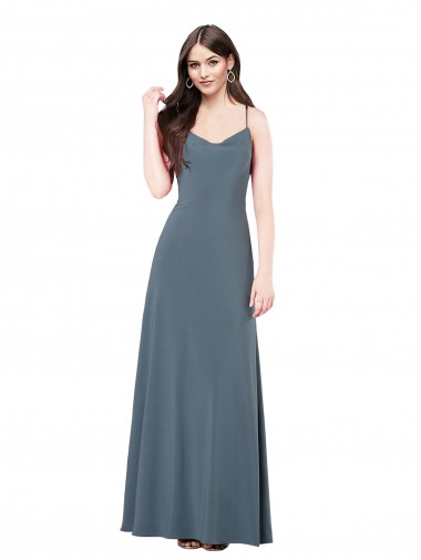Long Sleeveless Spandex Slate Grey A-Line Prom Dress / Bridesmaid Dress Newcastle