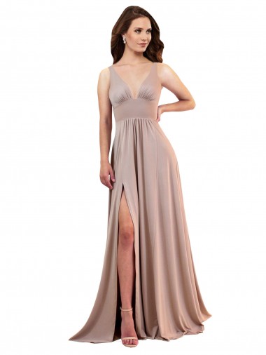 Long Sleeveless Spandex Dusty Pink A-Line Black Tie Evening Gown / Prom Dress / Bridesmaid Dress Newcastle