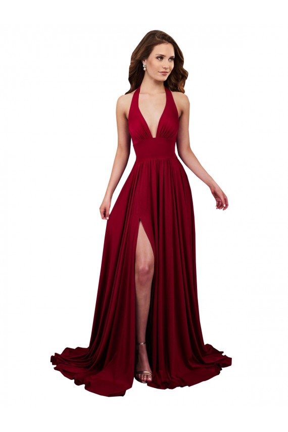Long Sleeveless Spandex Burgundy A-Line Black Tie Evening Gown / Prom Dress / Bridesmaid Dress Newcastle