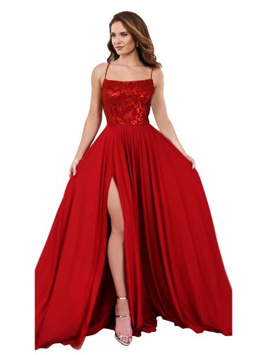 Long Sleeveless Spandex & Lace Red A-Line Semi Formal Evening Dress / Prom Dress / Bridesmaid Dress Newcastle