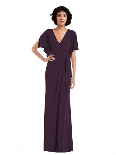 Long Split Sleeves Spandex Grape Sheath Formal Evening Gown / Prom Dress / Bridesmaid Dress Newcastle