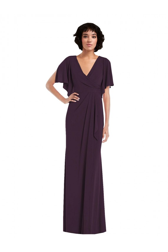 Long Split Sleeves Spandex Grape Sheath Formal Evening Gown / Prom Dress / Bridesmaid Dress Newcastle