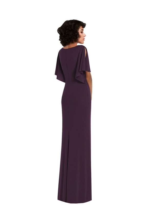 Long Split Sleeves Spandex Grape Sheath Formal Evening Gown / Prom Dress / Bridesmaid Dress Newcastle