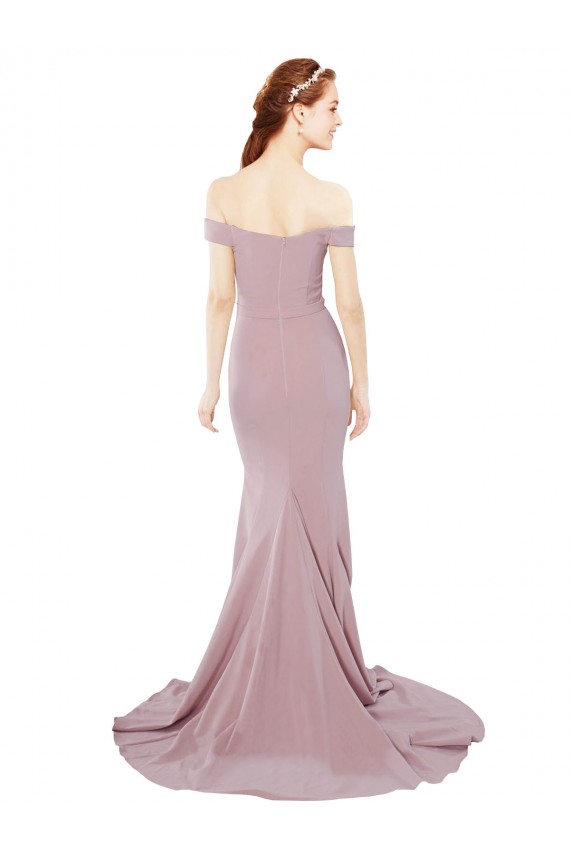 Sweep Train Sleeveless Stretch Crepe Dusty Pink Mermaid Bridesmaid Dress / Evening Dress Newcastle