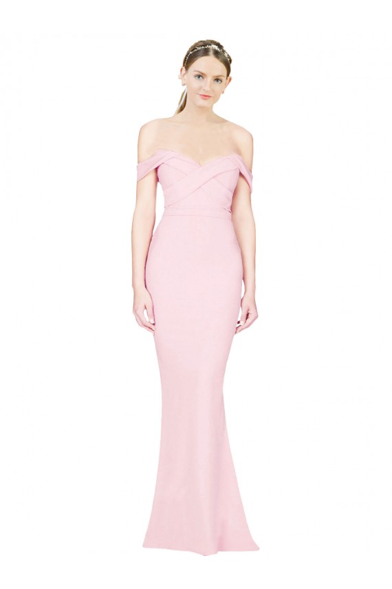 Long Sleeveless Stretch Crepe Pink Strapless A-Line Formal Evening Gown / Prom Dress / Bridesmaid Dress Newcastle