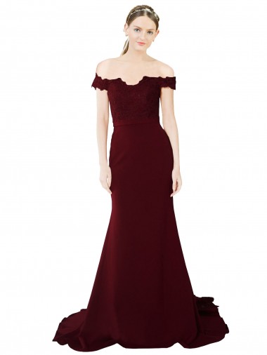 Sweep Train Sleeveless Stretch Crepe & Lace Burgundy Gold Mermaid Formal Evening Gown / Prom Dress / Bridesmaid Dress Newcastle