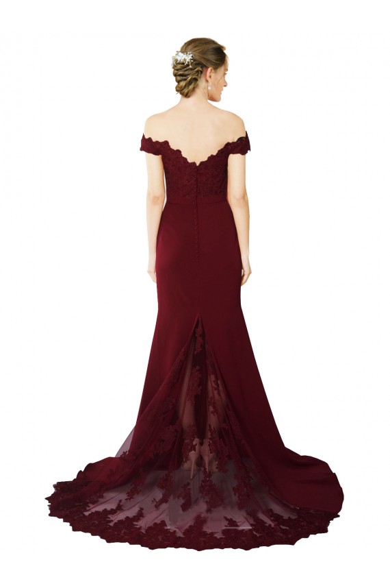 Sweep Train Sleeveless Stretch Crepe & Lace Burgundy Gold Mermaid Formal Evening Gown / Prom Dress / Bridesmaid Dress Newcastle