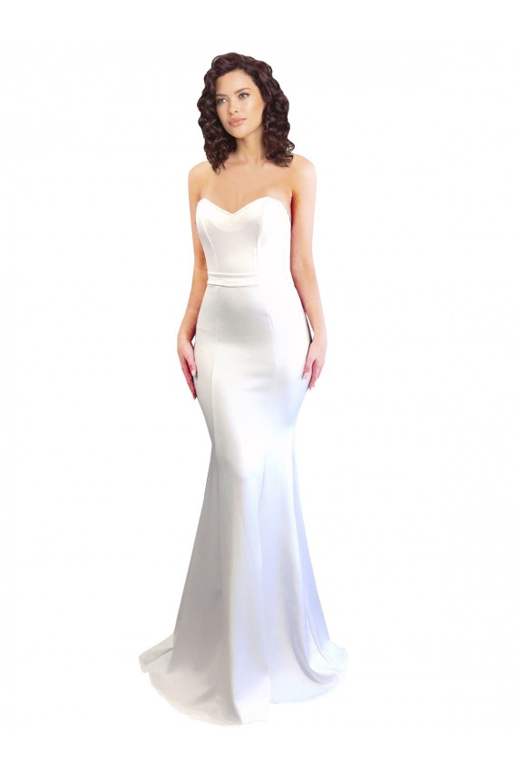 Long Sleeveless Stretch Crepe White Mermaid Formal Evening Gown / Prom Dress / Bridesmaid Dress Newcastle