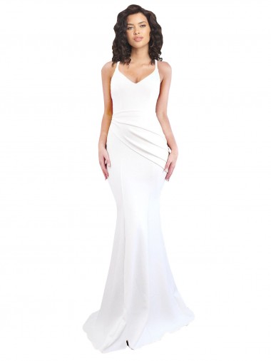 Long Sleeveless Stretch Crepe White Mermaid Black Tie Evening Gown / Prom Dress / Bridesmaid Dress Newcastle