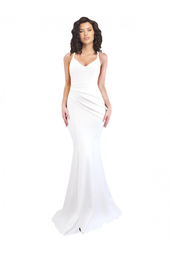 Long Sleeveless Stretch Crepe White Mermaid Black Tie Evening Gown / Prom Dress / Bridesmaid Dress Newcastle
