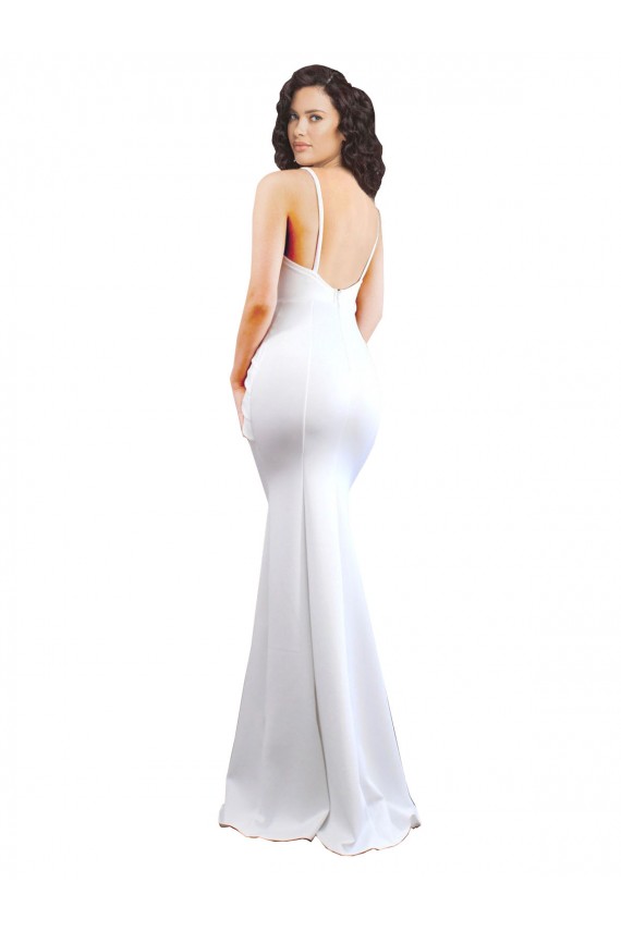 Long Sleeveless Stretch Crepe White Mermaid Black Tie Evening Gown / Prom Dress / Bridesmaid Dress Newcastle