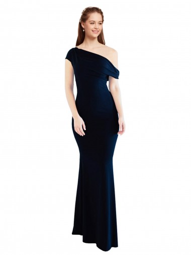 Long Sleeveless Stretch Crepe Dark Navy Mermaid Formal Evening Gown / Prom Dress / Bridesmaid Dress Newcastle