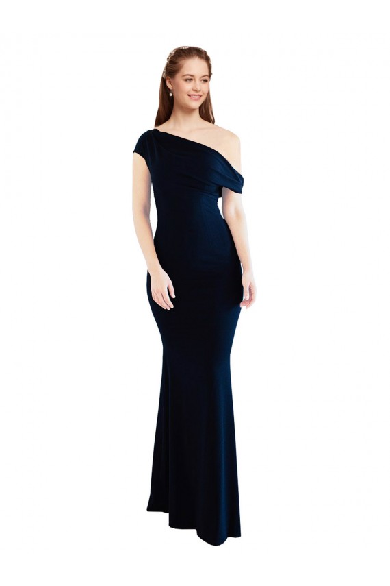 Long Sleeveless Stretch Crepe Dark Navy Mermaid Formal Evening Gown / Prom Dress / Bridesmaid Dress Newcastle
