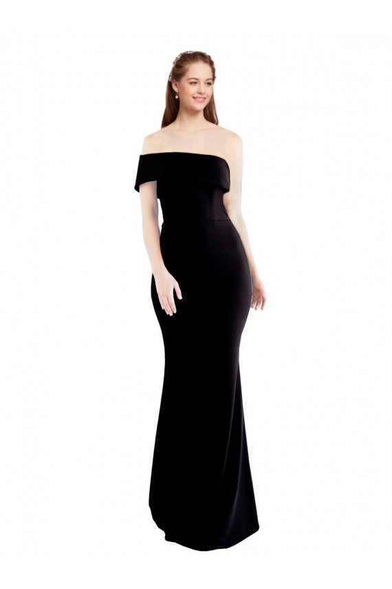 Long Sleeveless Stretch Crepe Black One Shoulder Mermaid Formal Evening Gown / Prom Dress / Bridesmaid Dress Newcastle