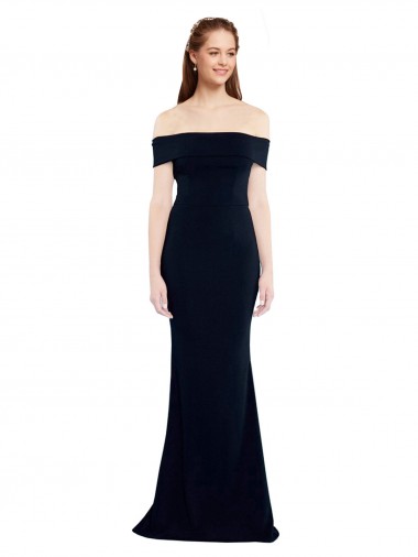 Long Sleeveless Stretch Crepe Dark Navy Off the Shoulder Mermaid Formal Dress / Bridesmaid Dress Newcastle