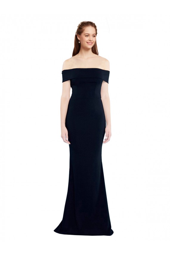 Long Sleeveless Stretch Crepe Dark Navy Off the Shoulder Mermaid Formal Dress / Bridesmaid Dress Newcastle