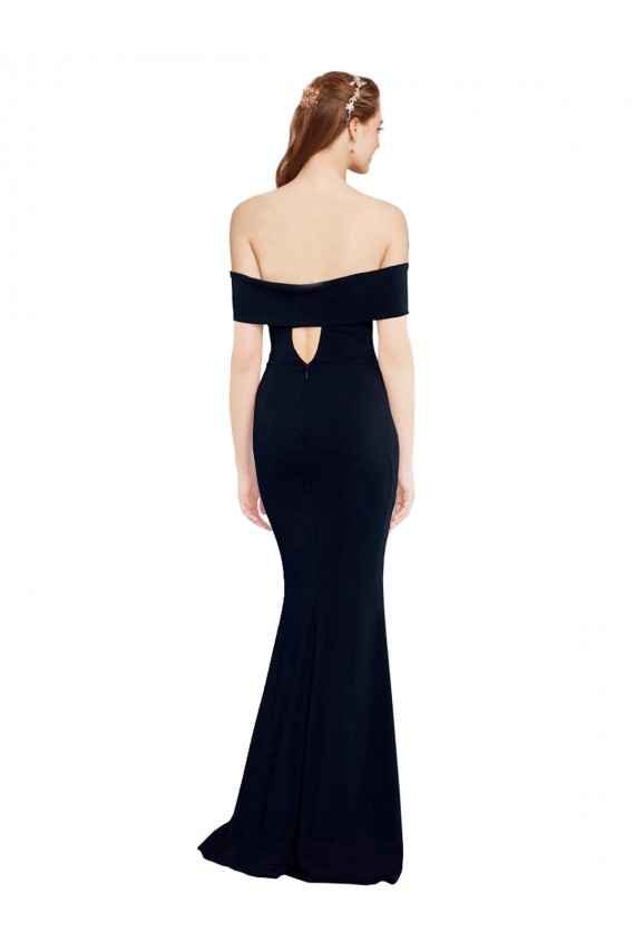 Long Sleeveless Stretch Crepe Dark Navy Off the Shoulder Mermaid Formal Dress / Bridesmaid Dress Newcastle