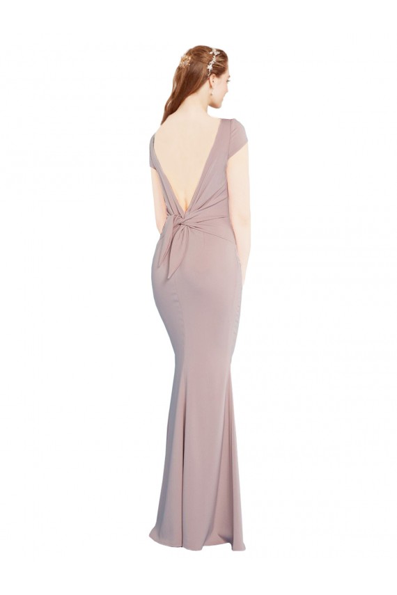 Long Cap Sleeves Stretch Crepe Dusty Pink Mermaid Formal Evening Gown / Prom Dress / Bridesmaid Dress Newcastle