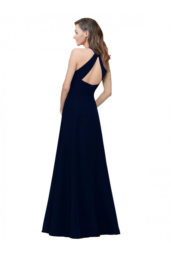 Long Sleeveless Stretch Crepe Dusty Pink A-Line Prom Dress / Bridesmaid Dress Newcastle