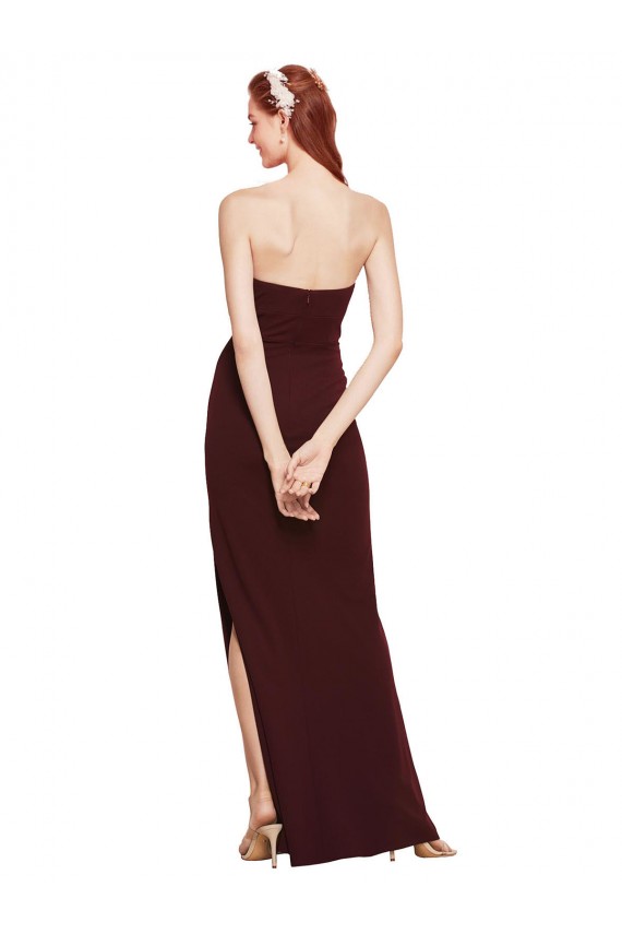 Long Sleeveless Stretch Crepe Burgundy Gold Strapless Sheath Formal Evening Gown / Prom Dress / Bridesmaid Dress Newcastle