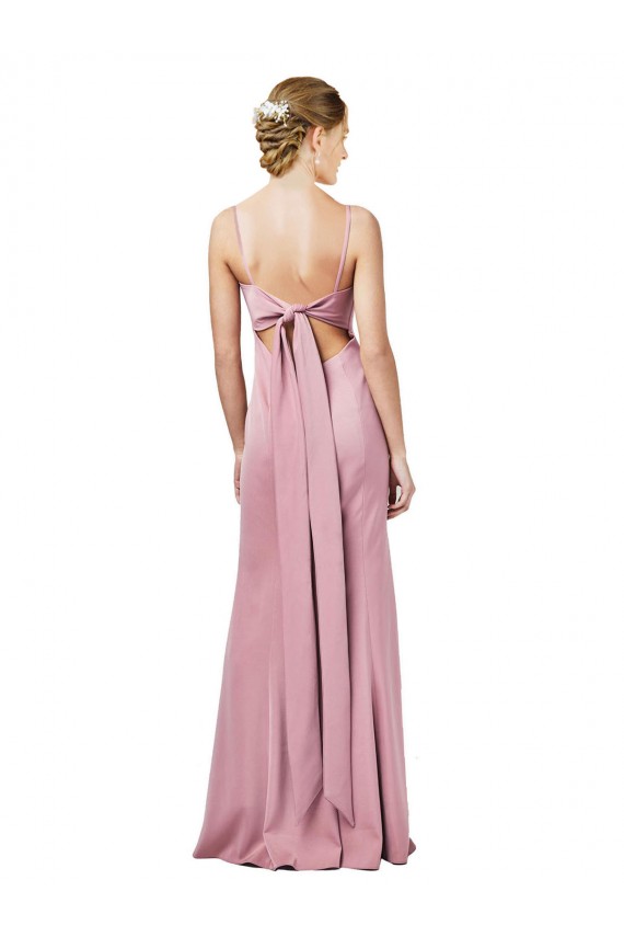 Long Sleeveless Stretch Crepe Black Spaghetti Straps Sheath Formal Evening Gown / Prom Dress / Bridesmaid Dress Newcastle