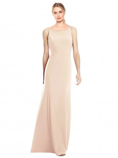Long Sleeveless Stretch Crepe Nude Bateau Neck Trumpet Semi Formal Evening Dress / Prom Dress / Bridesmaid Dress Newcastle