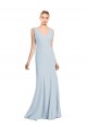 Long Sleeveless Stretch Crepe Light Sky Blue V-Neck Trumpet Bridesmaid Dress / Formal Dress Newcastle