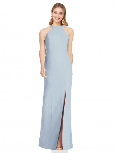 Long Sleeveless Stretch Crepe Light Sky Blue Trumpet Formal Evening Gown / Bridesmaid Dress Newcastle