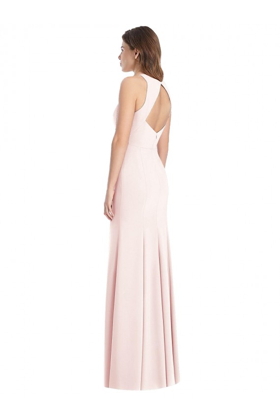 Long Sleeveless Stretch Crepe Pink Trumpet Semi Formal Evening Dress / Prom Dress / Bridesmaid Dress Newcastle