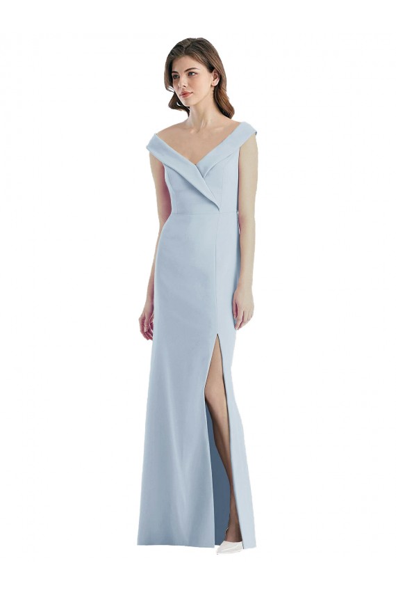 Long Sleeveless Stretch Crepe Light Sky Blue A-Line Black Tie Evening Gown / Bridesmaid Dress Newcastle