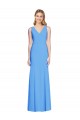 Long Sleeveless Stretch Crepe Peacock Blue Trumpet Semi Formal Evening Dress / Prom Dress / Bridesmaid Dress Newcastle