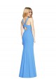 Long Sleeveless Stretch Crepe Peacock Blue Trumpet Semi Formal Evening Dress / Prom Dress / Bridesmaid Dress Newcastle