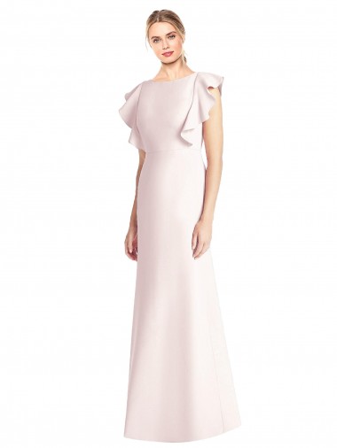 Long Cap Sleeves Stretch Crepe Pink Trumpet Formal Dress / Bridesmaid Dress Newcastle