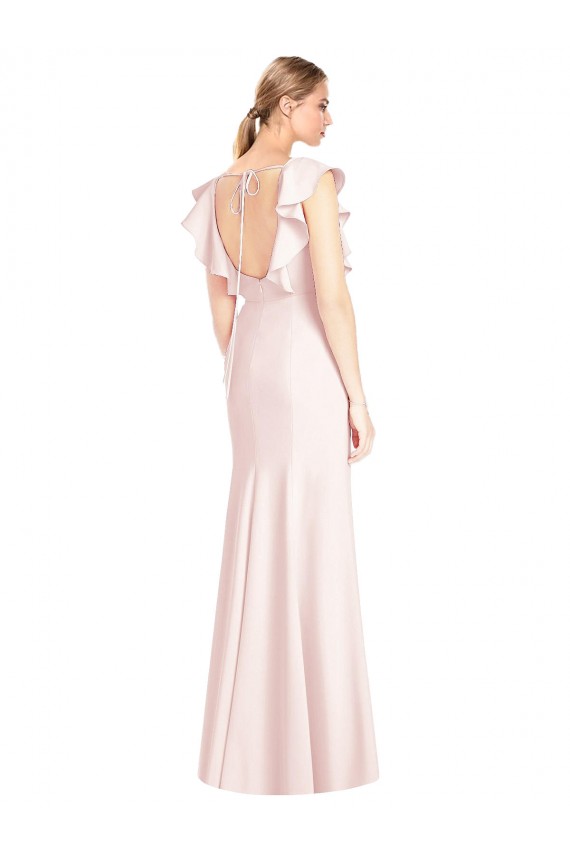 Long Cap Sleeves Stretch Crepe Pink Trumpet Formal Dress / Bridesmaid Dress Newcastle