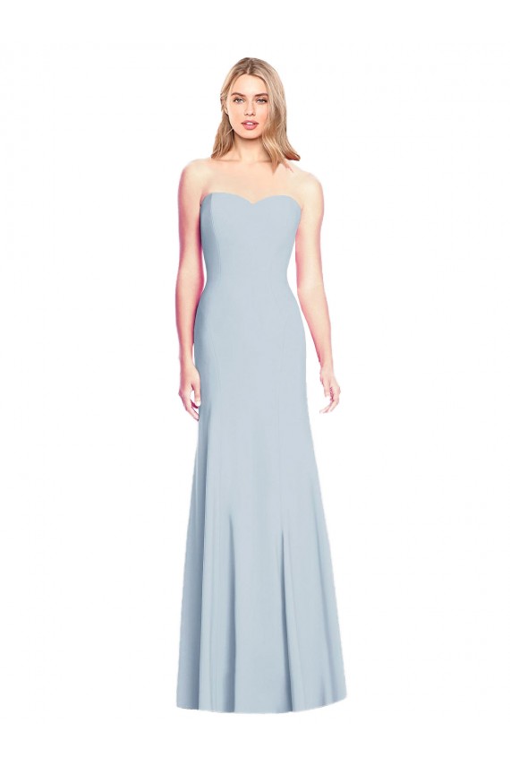 Long Sleeveless Stretch Crepe Light Sky Blue Sweetheart Trumpet Formal Dress / Bridesmaid Dress Newcastle