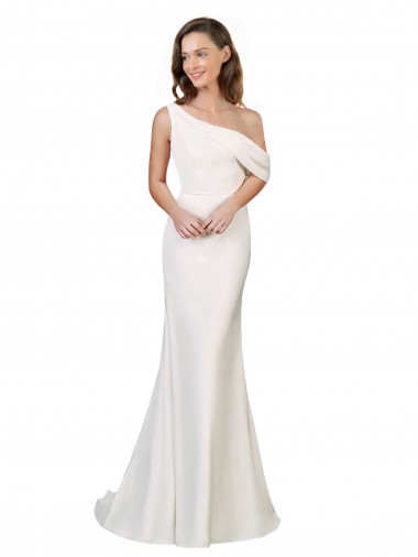 Sweep Train Sleeveless Stretch Crepe Ivory Sheath Formal Evening Gown / Prom Dress / Bridesmaid Dress Newcastle