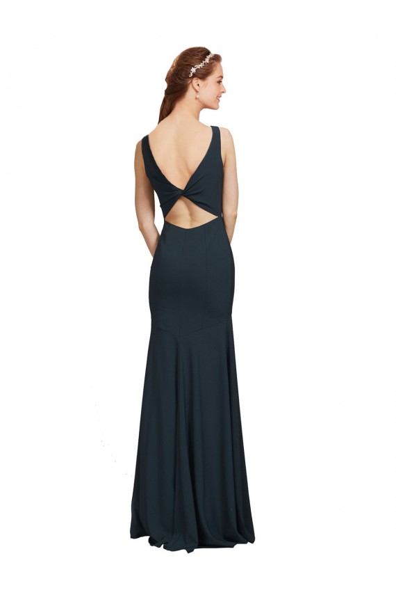 Long Sleeveless Stretch Crepe Black Bateau Neck Mermaid Prom Dress / Bridesmaid Dress Newcastle
