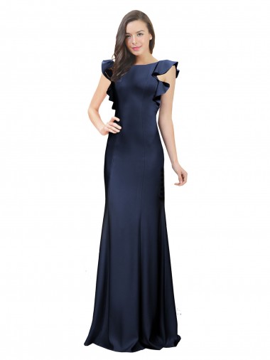 Long Sleeveless Stretch Crepe Dark Navy Mermaid Prom Dress / Bridesmaid Dress Newcastle