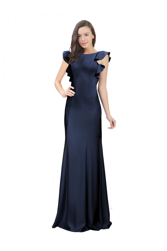 Long Sleeveless Stretch Crepe Dark Navy Mermaid Prom Dress / Bridesmaid Dress Newcastle