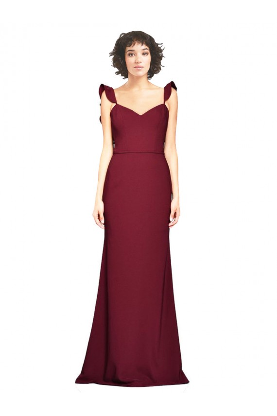 Long Sleeveless Stretch Crepe Burgundy Mermaid Prom Dress / Bridesmaid Dress Newcastle