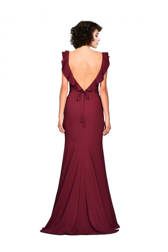 Long Sleeveless Stretch Crepe Burgundy Mermaid Prom Dress / Bridesmaid Dress Newcastle
