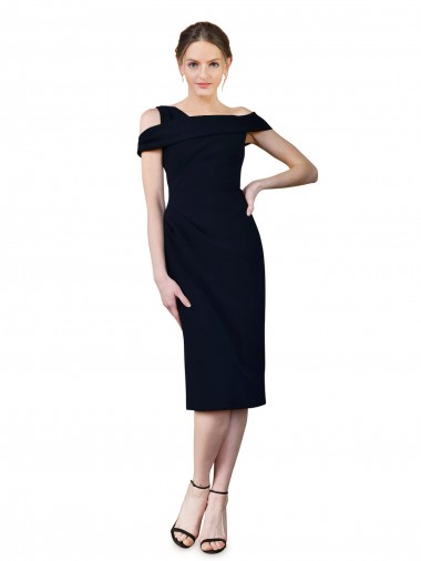Cocktail Length Sleeveless Stretch Crepe Dark Navy Mermaid Formal Evening Gown / Prom Dress / Bridesmaid Dress Newcastle