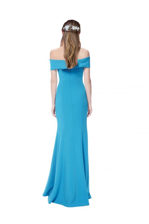 Long Sleeveless Stretch Crepe Peacock Blue Sheath Formal Dress / Bridesmaid Dress Newcastle