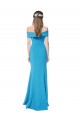 Long Sleeveless Stretch Crepe Peacock Blue Sheath Formal Dress / Bridesmaid Dress Newcastle