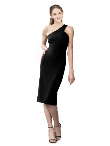 Cocktail Length Sleeveless Stretch Crepe Black Sheath Formal Evening Gown / Prom Dress / Bridesmaid Dress Newcastle