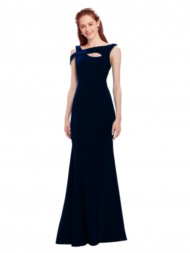 Long Sleeveless Stretch Crepe Dark Navy Off the Shoulder Mermaid Formal Evening Gown / Prom Dress / Bridesmaid Dress Newcastle
